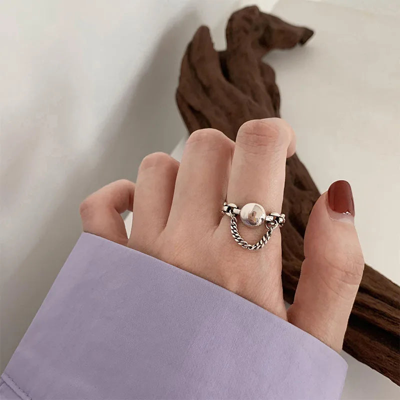 925 Sterling Silver Retro Geometric Asymmetric Rings