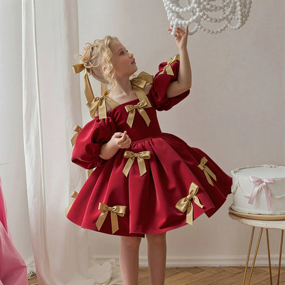 2-8Y Little Girls Puff-Sleeve Princess Dress