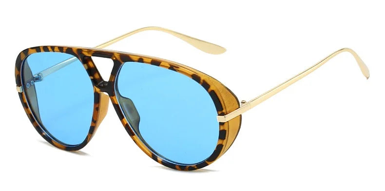 Oversized Punk Metal Double Bridge Sunglasses