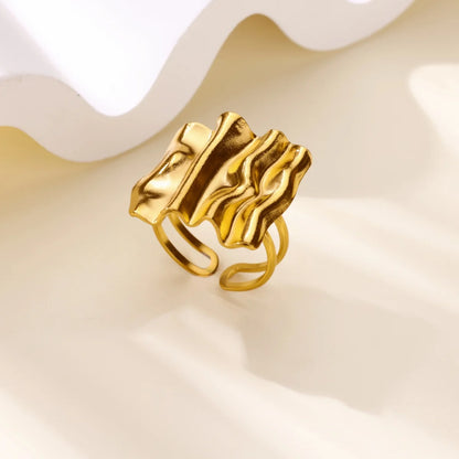 Gold Color Stainless Steel Delicate Flower Rings
