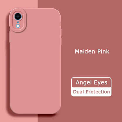 Angel Eyes Liquid Silicone Phone Case for iPhone X XR XS Max Full Protective Soft Waterproof Mobile Cover