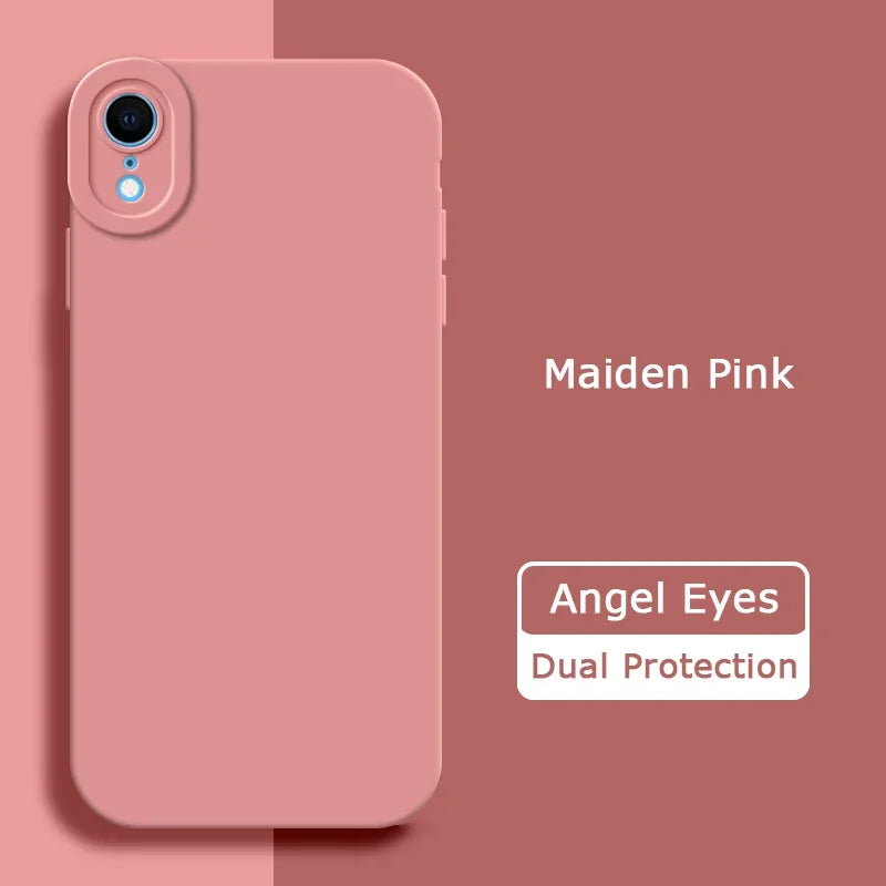 Angel Eyes Liquid Silicone Phone Case for iPhone X XR XS Max Full Protective Soft Waterproof Mobile Cover