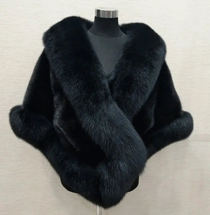 Fur Shawl Autumn Winter Faux Mink Fox Fur Cloak Coats Jacket