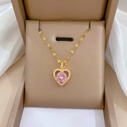 Heart Stainless Steel Zirconia Necklaces