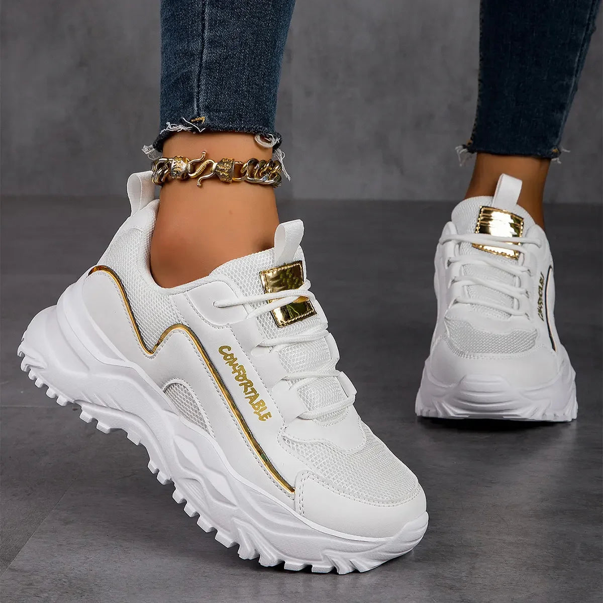 Breathable Sports Walking Flats Sneakers