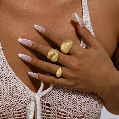 DANA Geometric Metal Irregular Rings Set