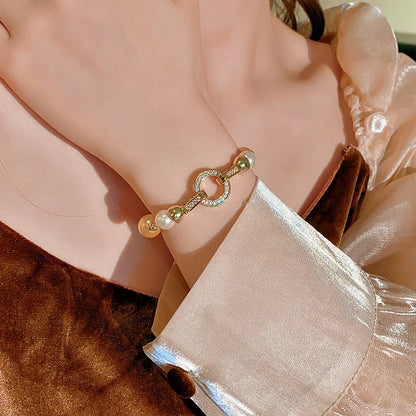 Elegant Imitation Pearl French Gray Pearls Bangles Light Round Beaded Bracelets
