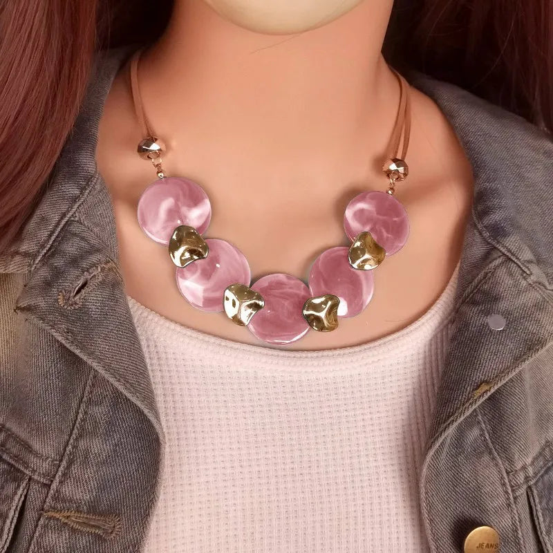 Bohemian Statement Acrylic Circular Pendants Necklace