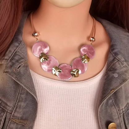 Bohemian Statement Acrylic Circular Pendants Necklace