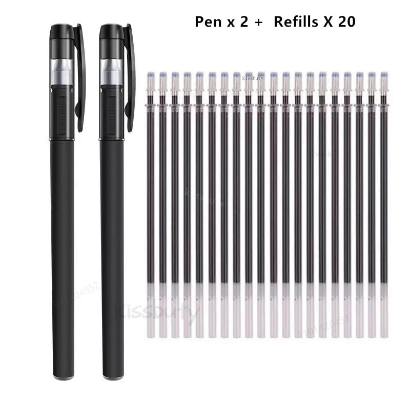 10/12/20/22Pcs Gel Pen Black/Blue ink 0.38/0.5/0.7mm Stationery