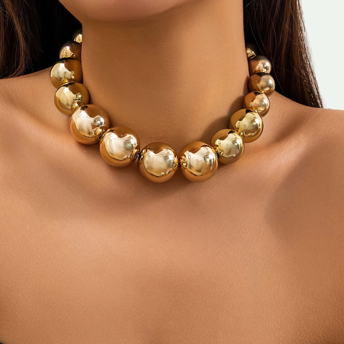 Exaggerated Acrylic Big Ball Bead Chain Necklace Jewelry