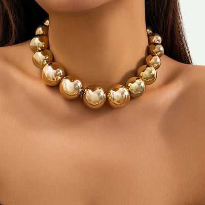 Exaggerated Acrylic Big Ball Bead Chain Necklace Jewelry