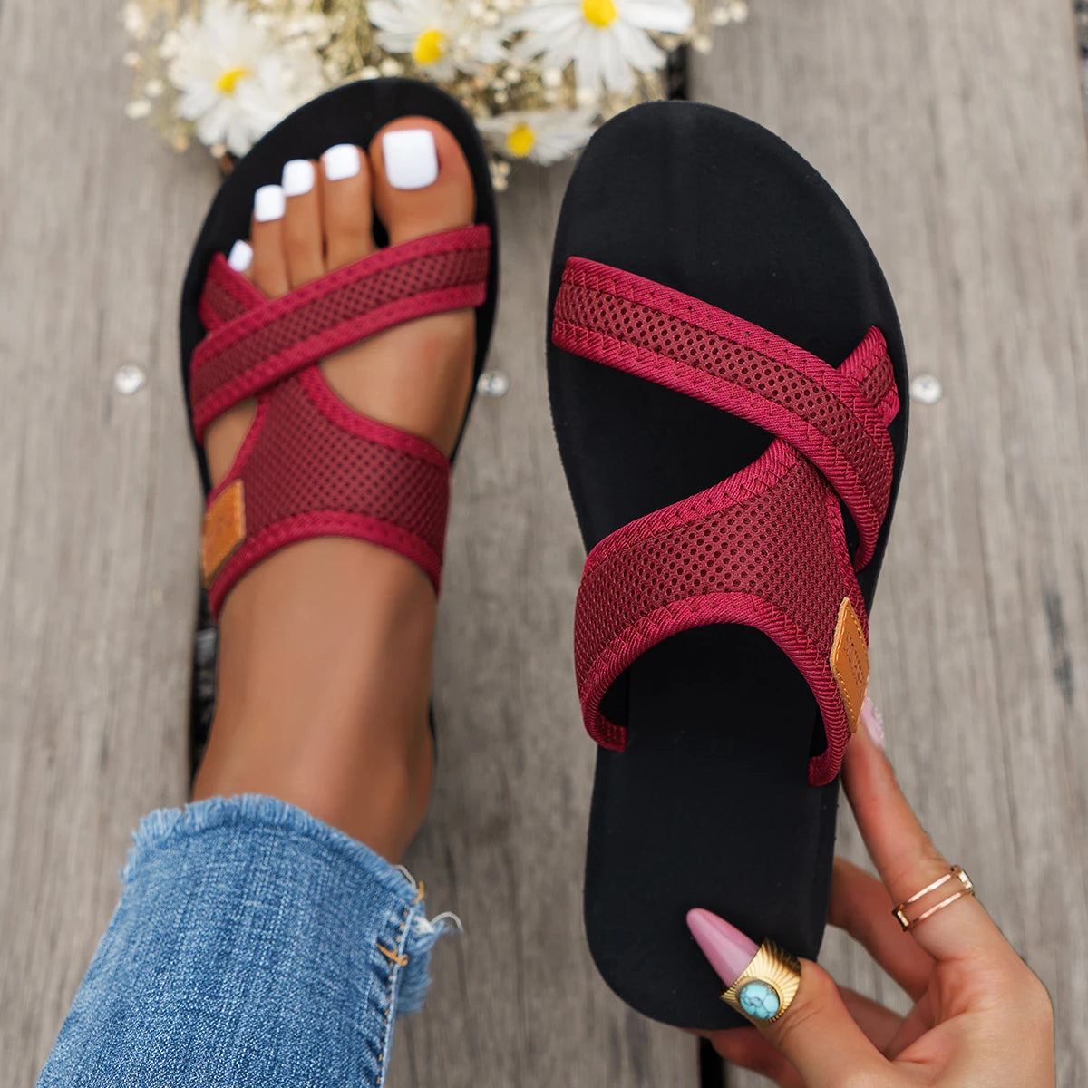 Mesh Breathable Flat Sandals