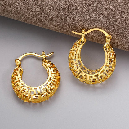 Oval Hollow Out Metal Hoop Earrings
