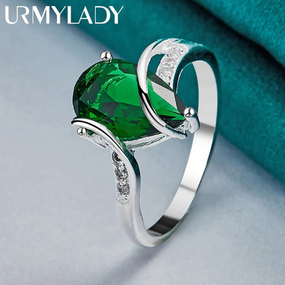 925 Sterling Silver Water Drop Turquoise Ring