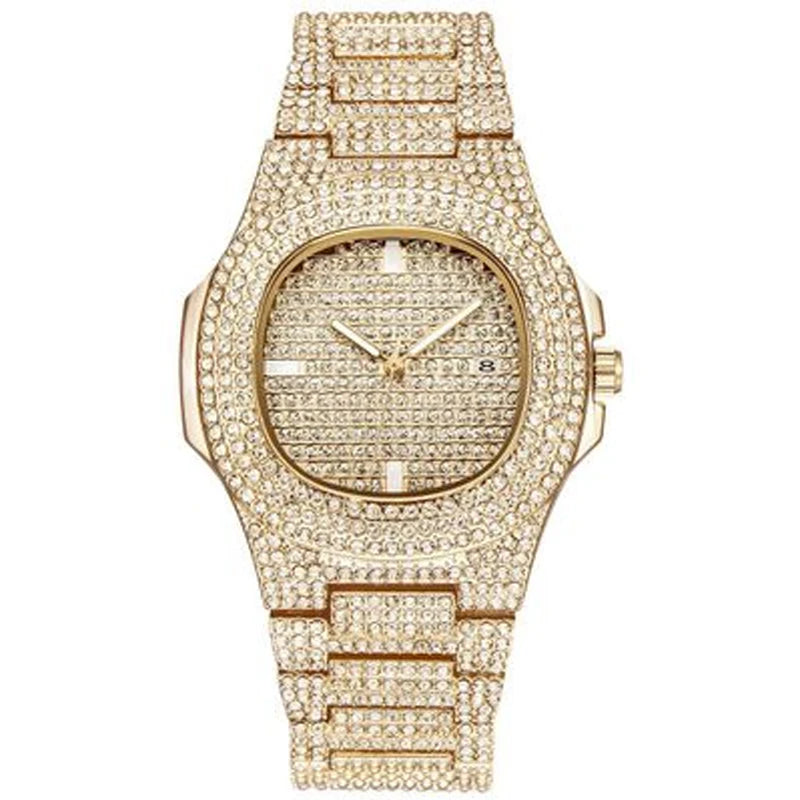 Reloj de cuarzo luminoso de lujo con caja de acero inoxidable