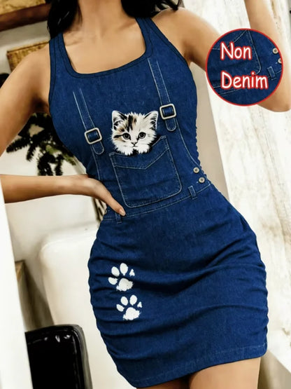 Casual home wear tailored waistcoat sleeveless sleep Dress