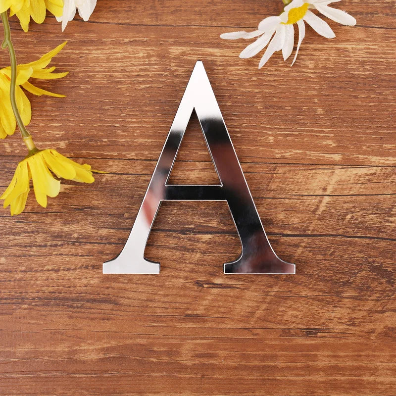 Silver Letter Acrylic 3D Mirror Wall Sticker