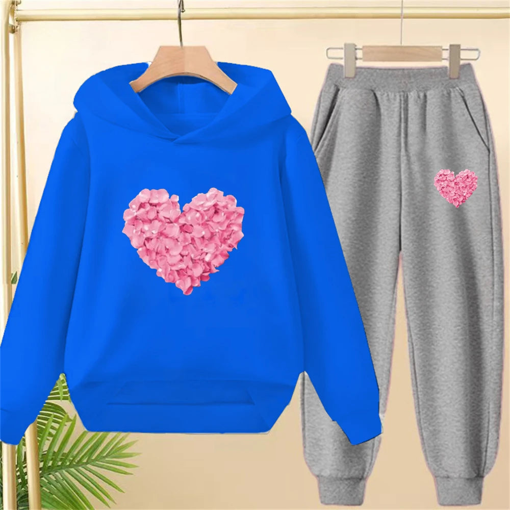 Petals Heart-Shaped Bottom Hoodies  Age 3-12 Coat Casual Toddle Sweatshirt