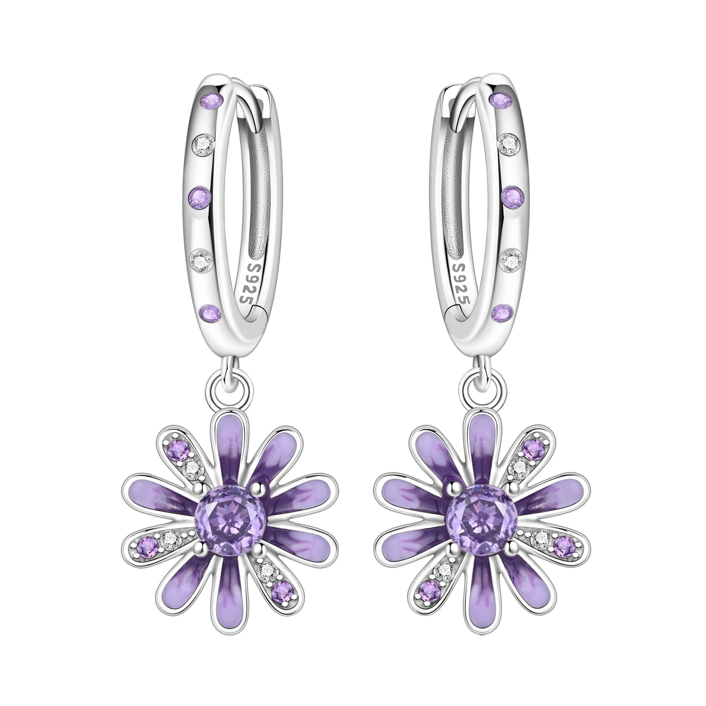 Orstarry Original 925 Sterling Silver Blue Iris Flower Earrings
