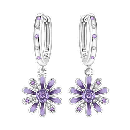 Orstarry Original 925 Sterling Silver Blue Iris Flower Earrings