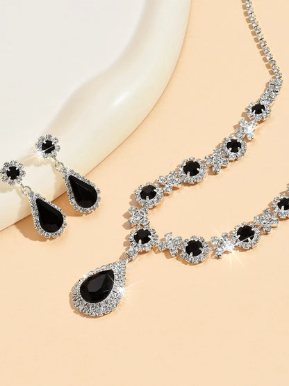 Copper Claw Chain Water Drop Necklace Jewelry Set