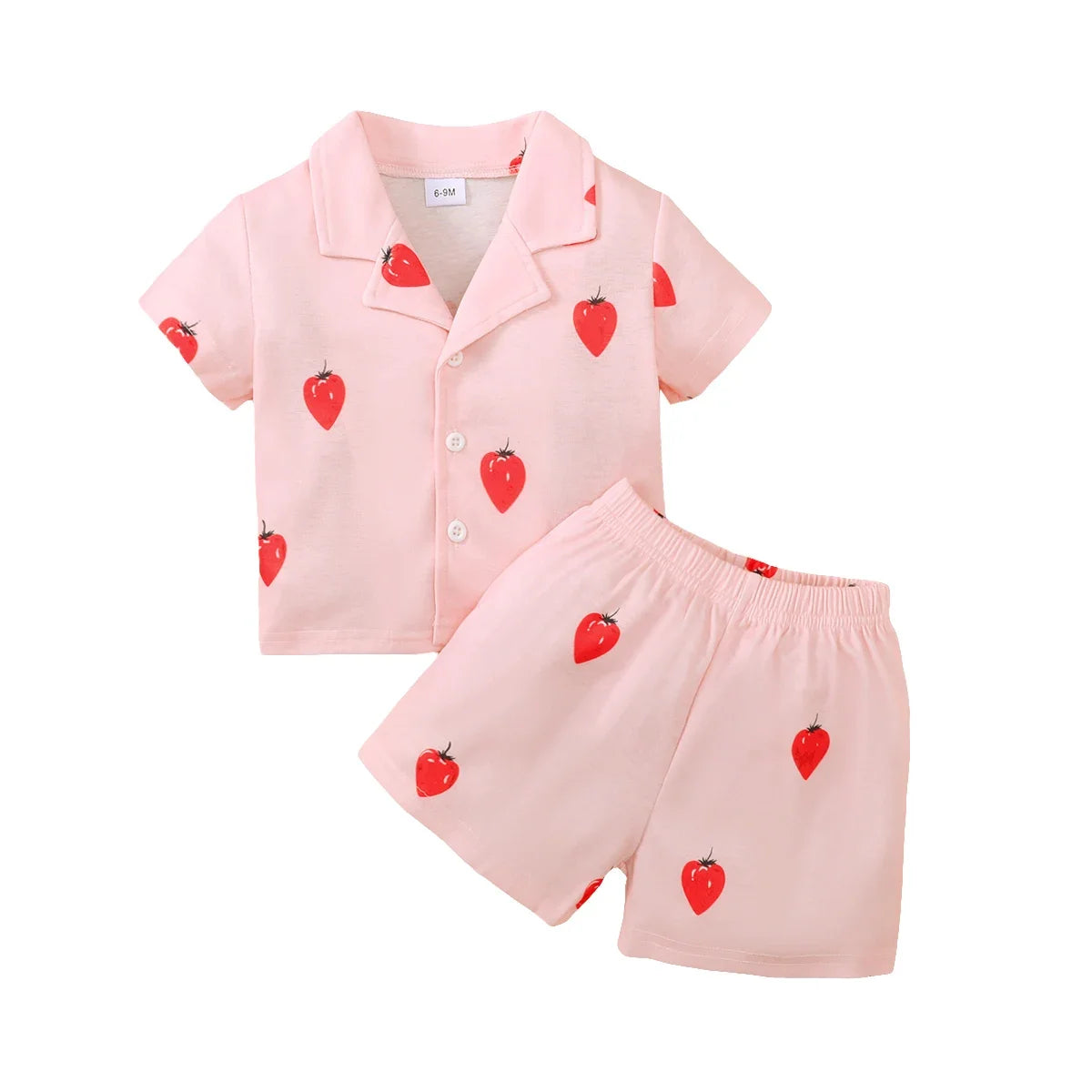 0-3 Years Cartoon Cute Pattern Short Sleeved Top+Shorts Set