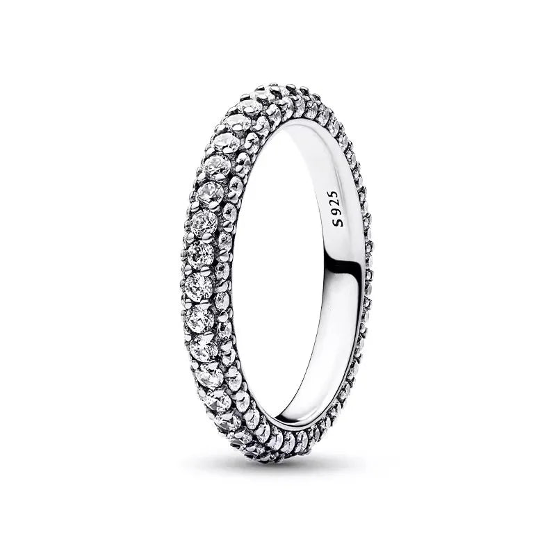 Dazzling Full Zircon 925 Pure Silver Widened Round Butterfly Ring