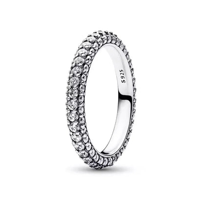 Dazzling Full Zircon 925 Pure Silver Widened Round Butterfly Ring