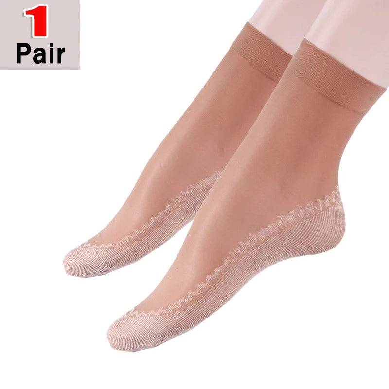 1/5/10pairs Lace Ultrathin Silk Socks