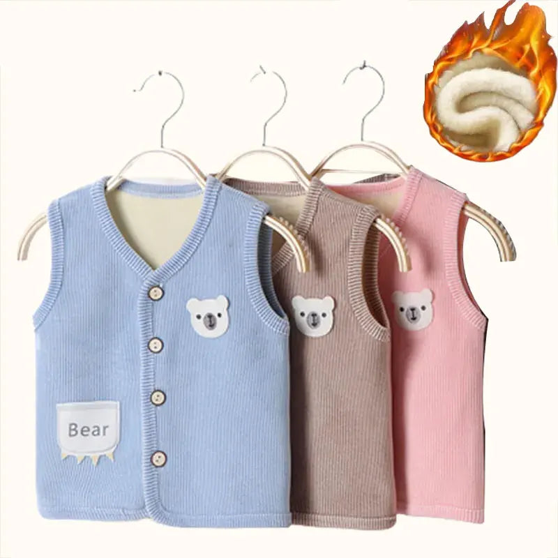 Kids Clothes Waistcoat Vest Thicken Velvet Lining Keep Warm Jackets Vest