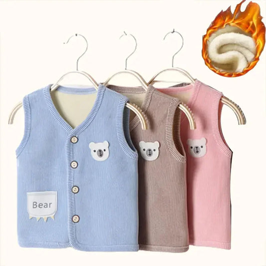 Kids Clothes Waistcoat Vest Thicken Velvet Lining Keep Warm Jackets Vest