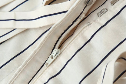 Chic Striped Suit Single Breasted Loose Wide Leg Long Pants