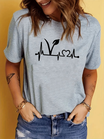 Plant Print Short Sleeve T-Shirt