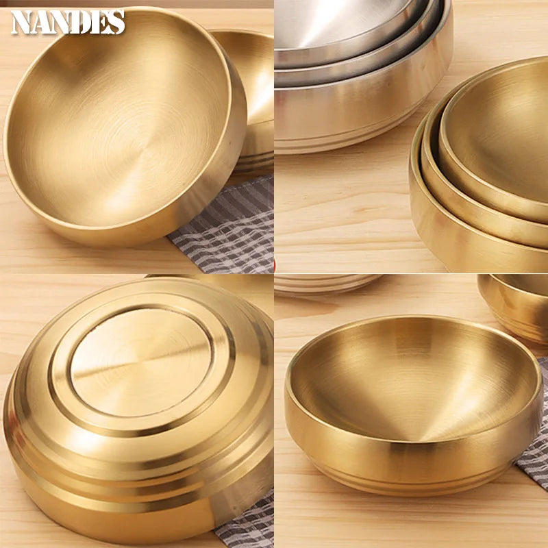 Stainless Steel Double Layer Cold Noodle Salad Bowl Fruit Bowl