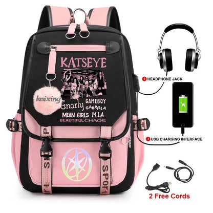 Katseye Funny Print Backpacks Sweet Soft Capacity Student Schoolbag