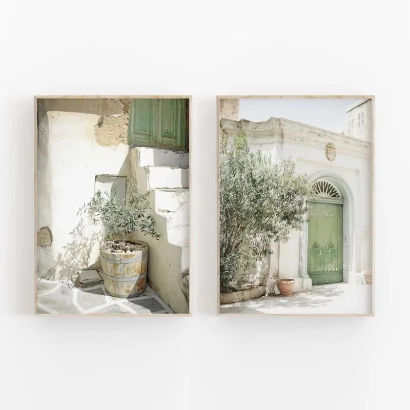 2pcs/set Neutral Olive Tree Shadow Vase Canvas