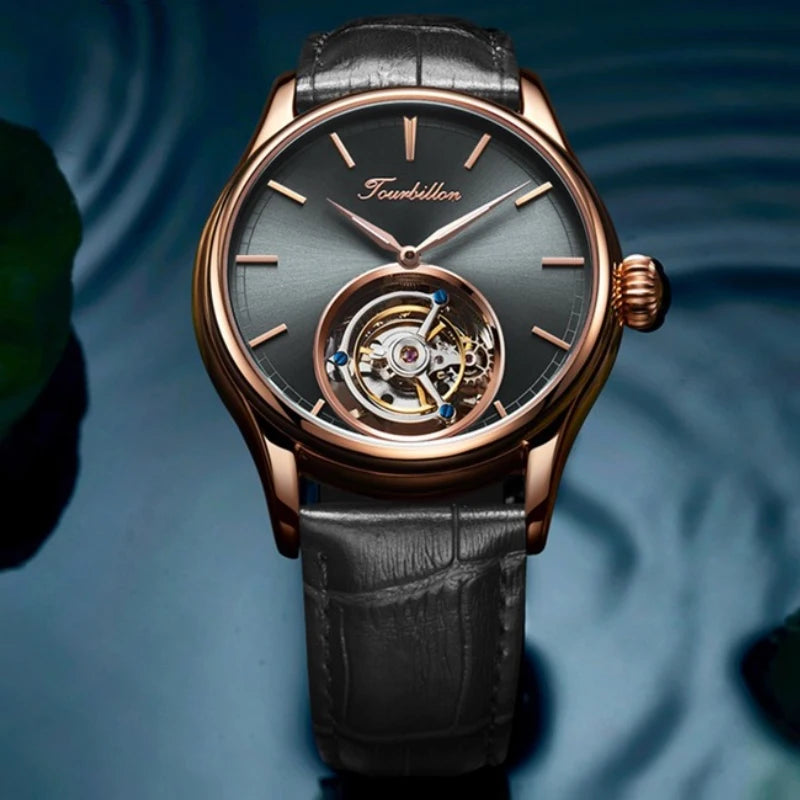 Real Tourbillon Mechanical Automatic Mechanical Sapphire Glass Stainless Steel Wristwatch