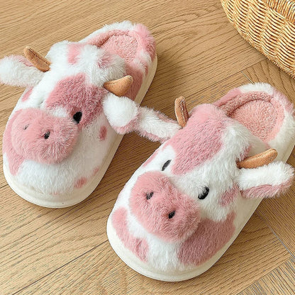 DANA Winter Warm Cartoon Cow Slippers