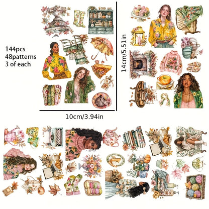 117pcs-144pcs Autumn Theme Stickers for Gift Wrapping Decor
