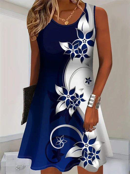 Sleeveless Round Neck Casual Dress