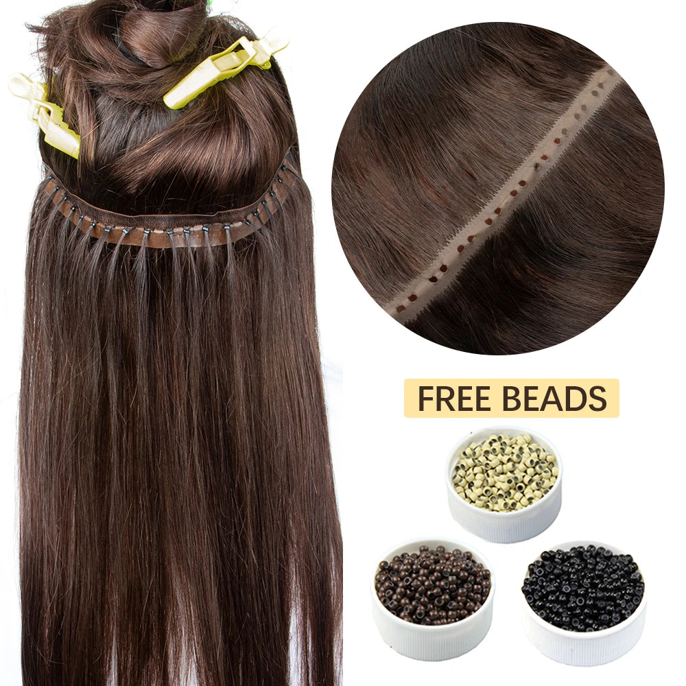 Flat Pu Tape Real Human Hair Wigs