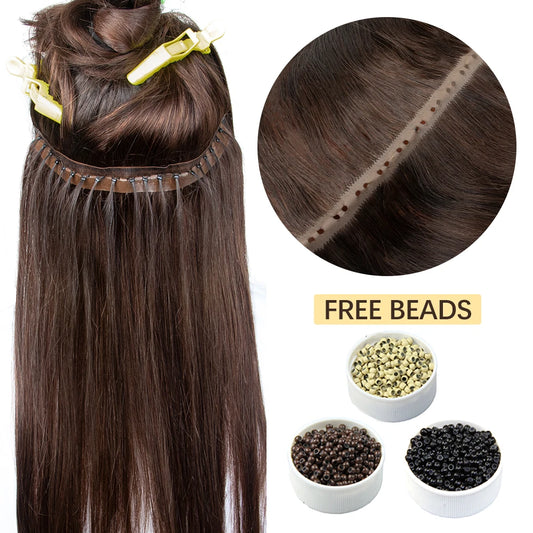Flat Pu Tape Real Human Hair Wigs