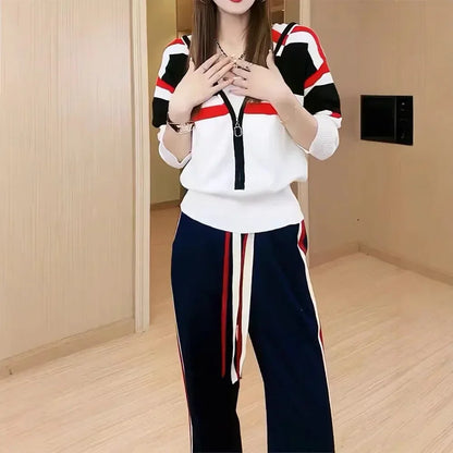 Cardigan Sweatshirt Loose Slimming Sport Set