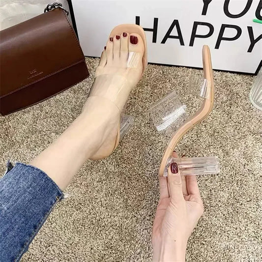 Pumps Jelly Open Toe High Heels Transparent Slippers