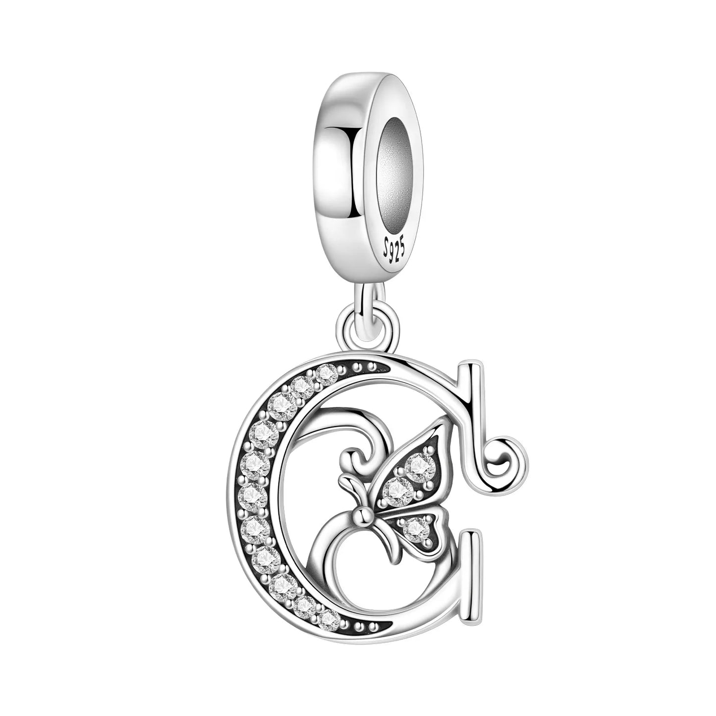 925 Sterling Silver Zircon Butterfly Letter Bracelet