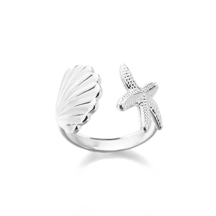 Stainless Steel Starfish Open Rings Gold Geometric Adjustable Ring