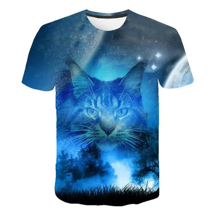 3D Mysterious Cat Short Sleeves  T-Shirt