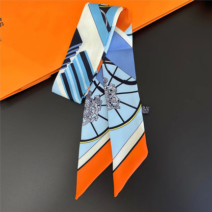 Zebra In Flowers Scarf Luxury Silk Scarf Hair Headband Foulard Skinny Scarves