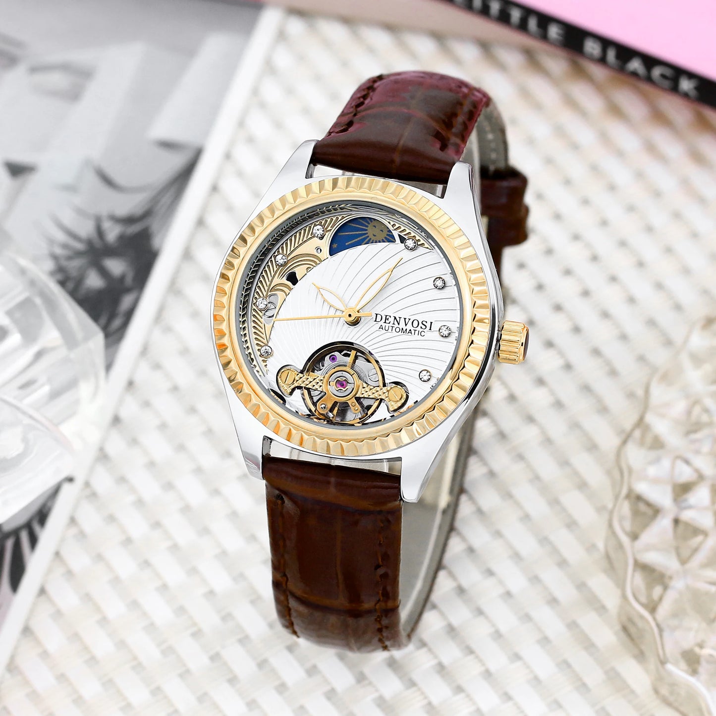 DANA automatic luminous leather watch